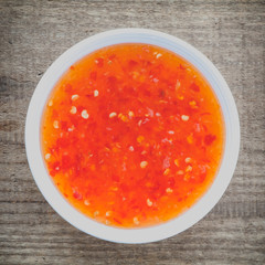 Western cuisine sweet chili sauce made with red chili pepper