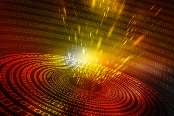 Poster - 2d illustration abstract digital binary data on computer screen