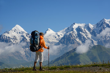 hiking in mountains