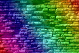 Fototapeta Młodzieżowe - Conceptual old vintage colorful brick wall
