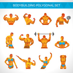 Wall Mural - Bodybuilding Polygonal Icons Set