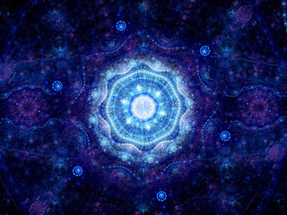 Wall Mural - Blue glowing oriental mandala