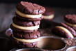 Chocolate brownie cookies with cream filling