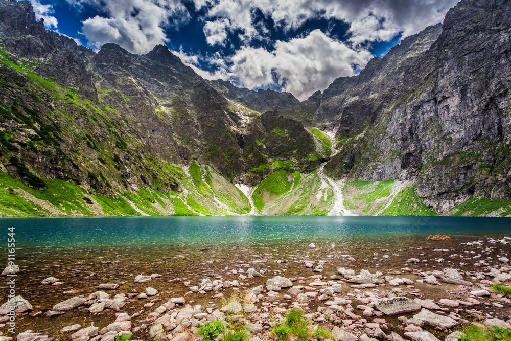 Wonderful lake in the Tatra Mountains at summer - obrazy, fototapety, plakaty 