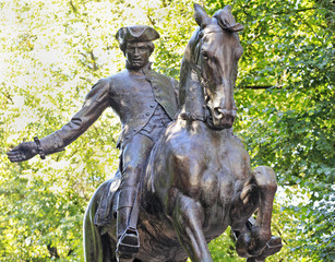 Statue of Paul Revere on Boston's Freedom Trail historic tourist walk