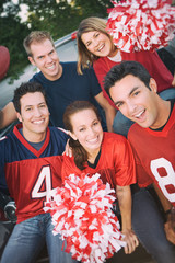 Tailgating: Group Of Friends Cheer For Their Team