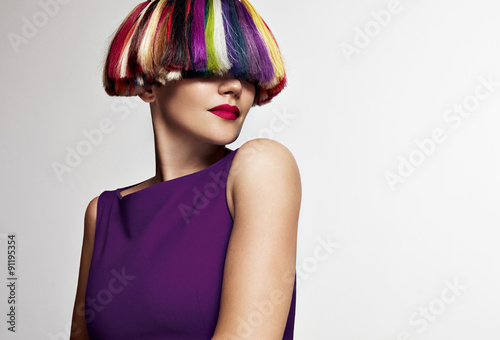 Nowoczesny obraz na płótnie beauty woman with different color hair