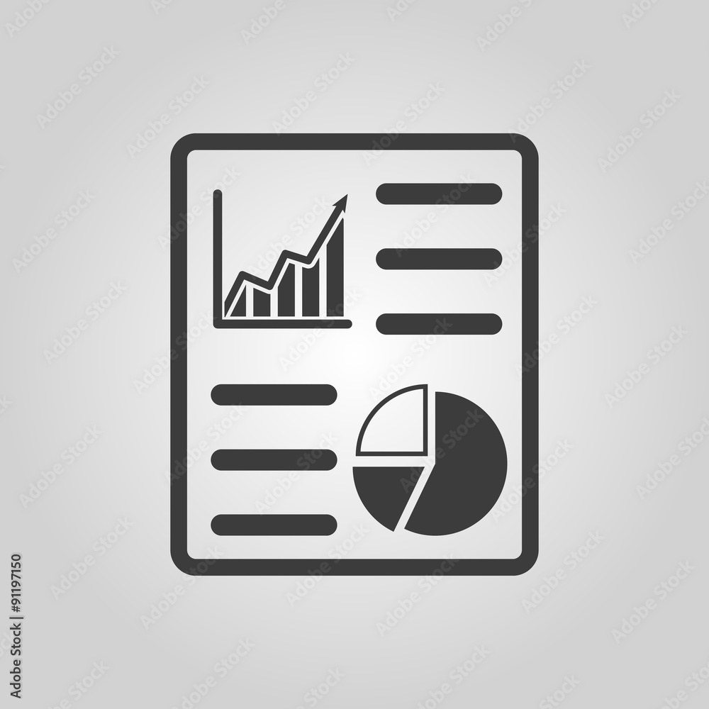 The business report icon. Audit and analysis, document, plan symbol. Flat - obrazy, fototapety, plakaty 