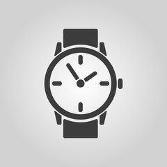 Poster - The watch icon. Clock and wristwatch, timer, time, stopwatch symbol. Flat