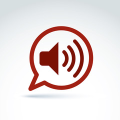 Speech bubble with loudspeaker sign, vector broadcast icon. Conc