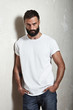 © SFIO CRACHO - Bearded guy wearing white t-shirt