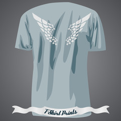 T-shirt design with abstract wing on the back side