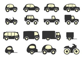 Canvas Print - Set of vector cars in two colors on a white background. Vector