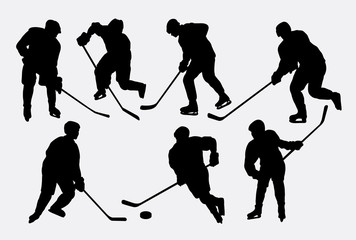 Poster - Hockey ice sport action silhouettes