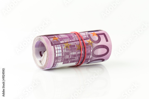 Poster Bargeld - Euro Scheine gerollt - 500 Euro Geldschein