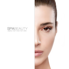 Wall Mural - beauty and skincare concept. half face portrait
