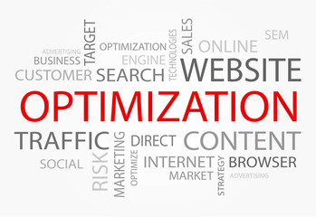Poster - Optimization words concept, Business and Internet concept