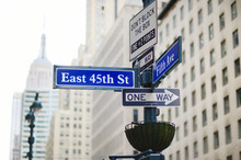 Intersection Of East 45th Street And 5th Ave In New York