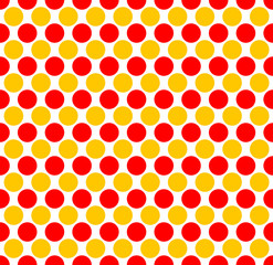 Aufkleber - Red yellow dotted, polka dot background. Vector illustration.
