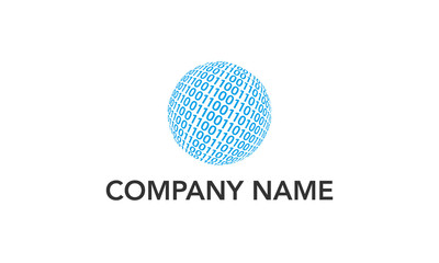 binary globe technology vector logo design template