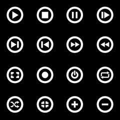 Wall Mural - vector white media buttons icon set