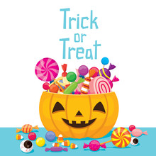 Halloween Pumpkin Bucket With Candy