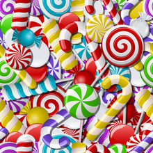 Seamless Background With Colorful Candies. 
