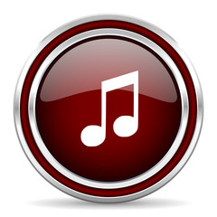Aufkleber - music red glossy web icon