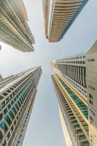 Plakat na zamówienie Tall Dubai Marina skyscrapers in UAE