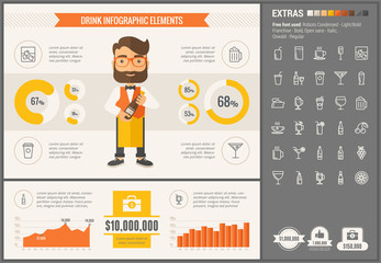 Sticker - Drink flat design Infographic Template