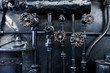 Background of engine room detail in a steam locomotive