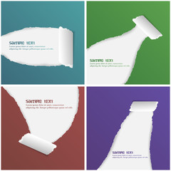 Poster - collection of colorful ripped rolled paper, vector illustration