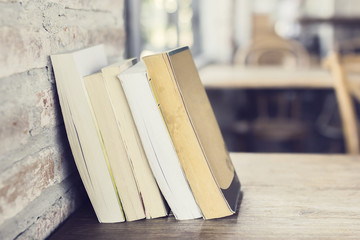 Poster - Books on a wooden table