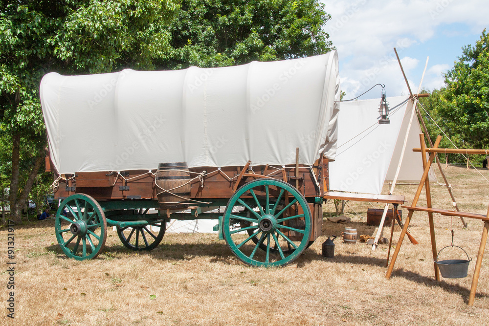 Chariot Western Vintage En Bois – Jouet Ancien Avec Accessoires