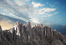 Panoramic View Of A Mountain Range In South Tyrol