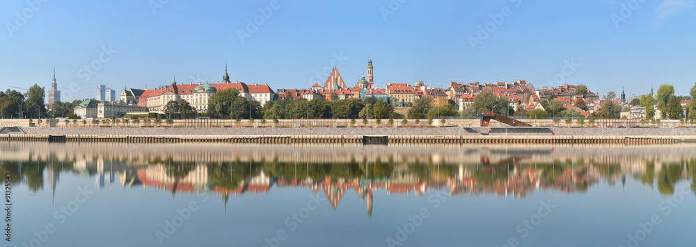 Obraz na płótnie Warszawa, panorama Starego Miasta w salonie