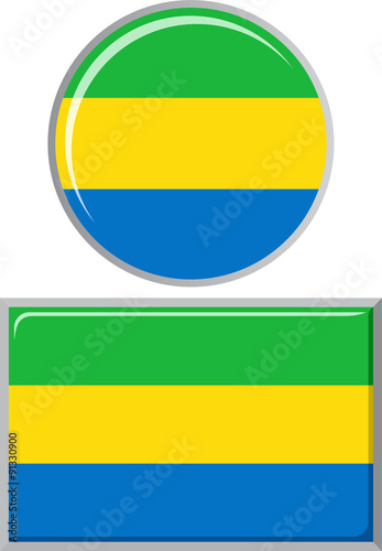 Fotografie, Obraz Gabonese round and square icon flag. Vector illustration.