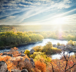 Wall Mural - autumn landscape with a mountain river