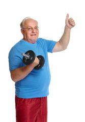 Sticker - Senior man with dumbbell.