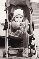 Wall Mural - toddler girl  in the stroller