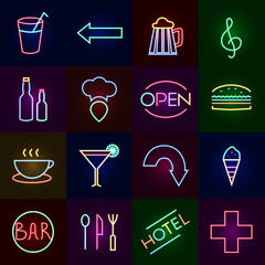 Wall Mural - Neon Icons Set