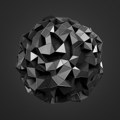 Sticker - Low Poly Dark Sphere with Chaotic Structure.