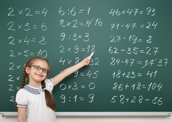 girl solve math on school board