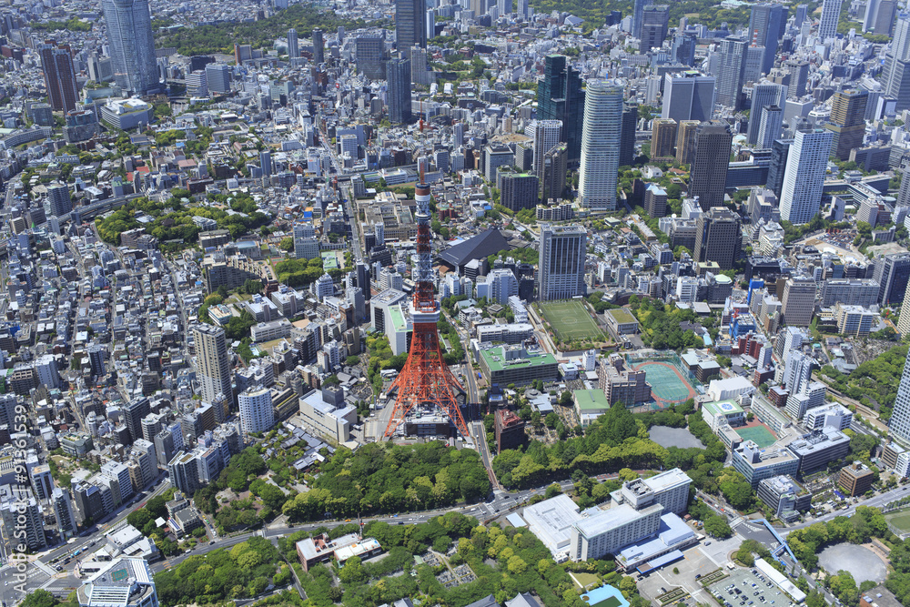 東京タワー／空撮 Stock Photo | Adobe Stock