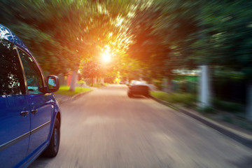 Wall Mural - Blurred road and car