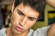 Close up Face of a Pensive Young Man Crying