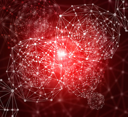Poster - Abstract background, oval and circle connecting dots with lines, illustration