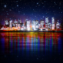 Wall Mural - abstract background with panorama of vancouver