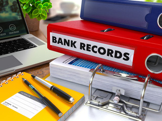 Wall Mural - Red Ring Binder with Inscription Bank Records.