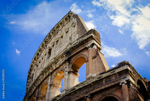 Fotografia, Obraz Colosseum, Flavian Amphitheatre, on a sunny day with little clouds